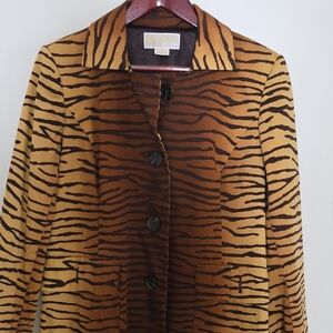 Michael Kors Tiger-Print Brown and Black Blazer Jacket